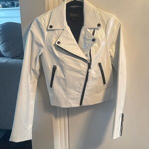Authentic Mackage white patent leather, biker jacket size extra small